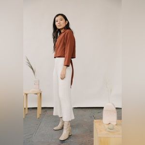 KORDAL Linen Wrap Top, Rust color.